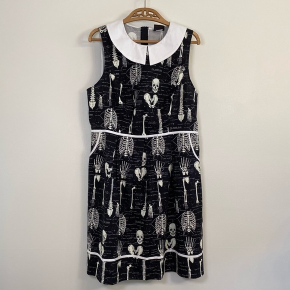 Skeleton Print Dress RARE Halloween, Glow-in-the-Dark! Folter / ModCloth size 1X - Picture 4 of 11
